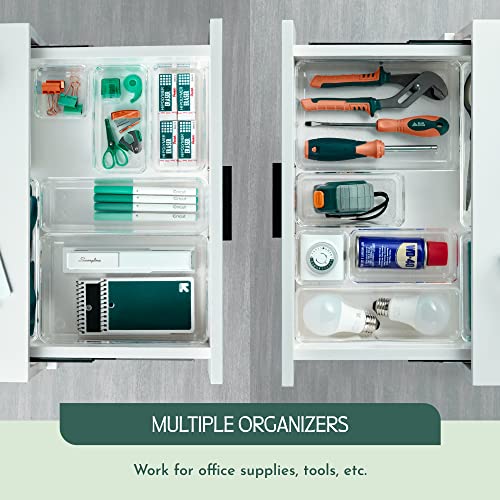 Ruboxa Clear Drawer Organizer - 25 PCS Clear Plastic Drawer Organi...