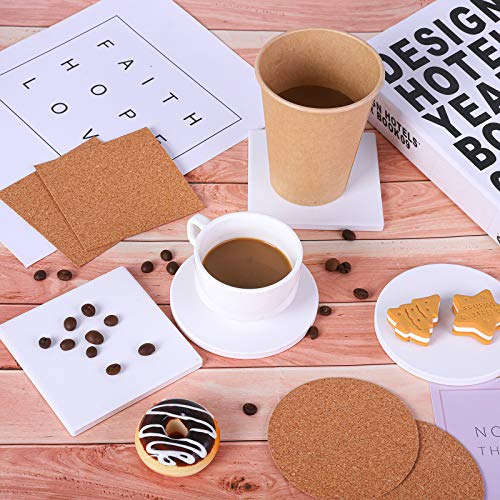 Ruisita 16 Pack White Ceramic Tiles with Cork Backing Pads 4 Inch ...