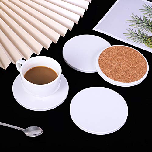 Ruisita 16 Pack White Ceramic Tiles with Cork Backing Pads 4 Inch ...