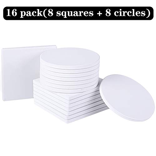 Ruisita 16 Pack White Ceramic Tiles with Cork Backing Pads 4 Inch ...