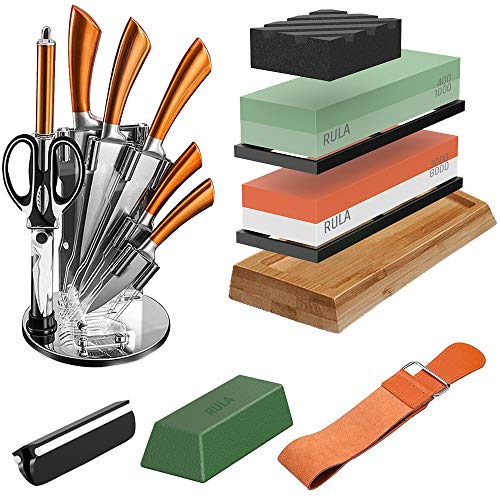 Knife Sharpening Stone Kit, RULA Professional Whetstone Sharpener ...