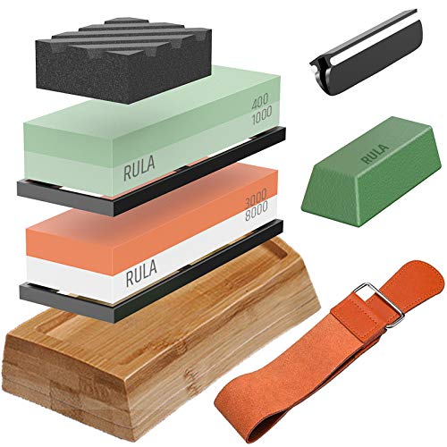 Knife Sharpening Stone Kit, RULA Professional Whetstone Sharpener ...