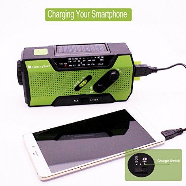 RunningSnail Solar Crank NOAA Weather Radio For Emergency with AM/...