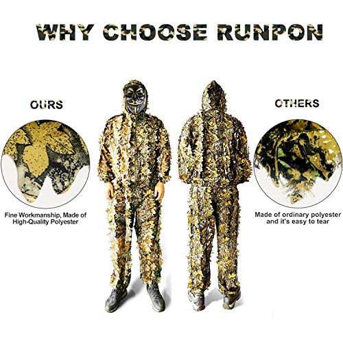 RUNPO Upgrade Ghillie Suit Outdoor 3D Lifelike Super Lightweight H...