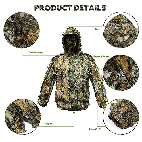 RUNPO Upgrade Ghillie Suit Outdoor 3D Lifelike Super Lightweight H...