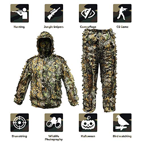RUNPO Upgrade Ghillie Suit Outdoor 3D Lifelike Super Lightweight H...