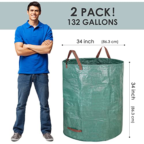 Reusable Yard Waste Bags Heavy Duty,2 Pack 132 Gallons Extra Large...