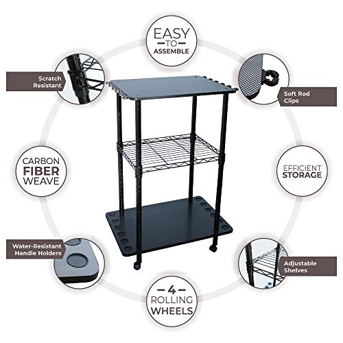 Rush Creek Creations 12 Fishing Rod Tackle Cart - 5 Minute Assembl...