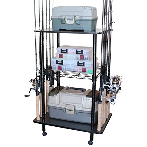 Rush Creek Creations 12 Fishing Rod Tackle Cart - 5 Minute Assembl...