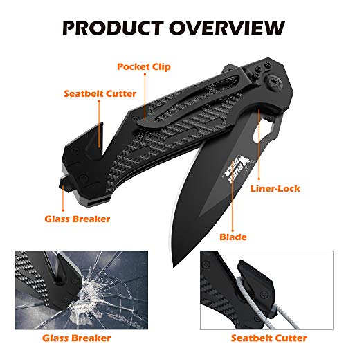 Rush Deer RG10 Folding Knife, Pocket Knife with Stainless Steel Bl...