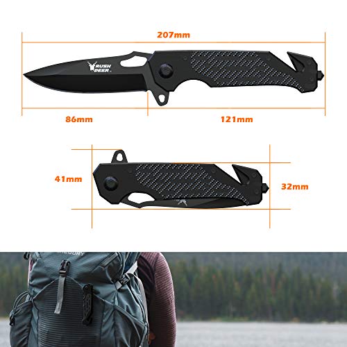 Rush Deer RG10 Folding Knife, Pocket Knife with Stainless Steel Bl...