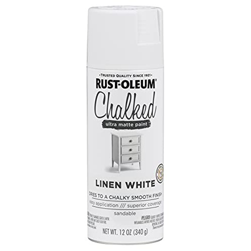 Rust-Oleum 302591 Chalked Spray Paint, 12 oz, Linen White Ultra Ma...