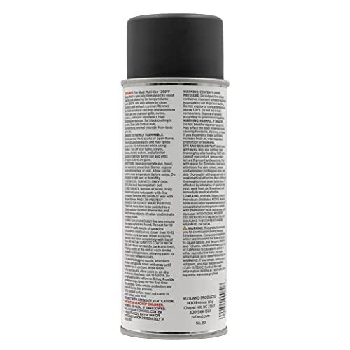 Rutland Products 80 Hi-Temp Spray Paint, Fl Oz Pack of 1, Black, 12