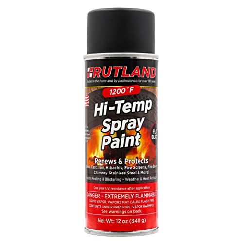 Rutland Products 80 Hi-Temp Spray Paint, Fl Oz Pack of 1, Black, 12