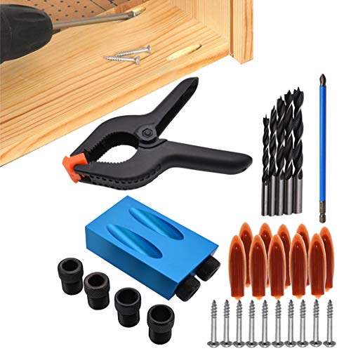 RUZYY 34Pieces/Set Woodworking Clamp Pocket Hole Jig Kit 6-10mm Ma...