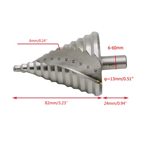 RUZYY 6-60mm Pagoda Step Cone Drill Bit HSS Spiral Grooved Reaming...