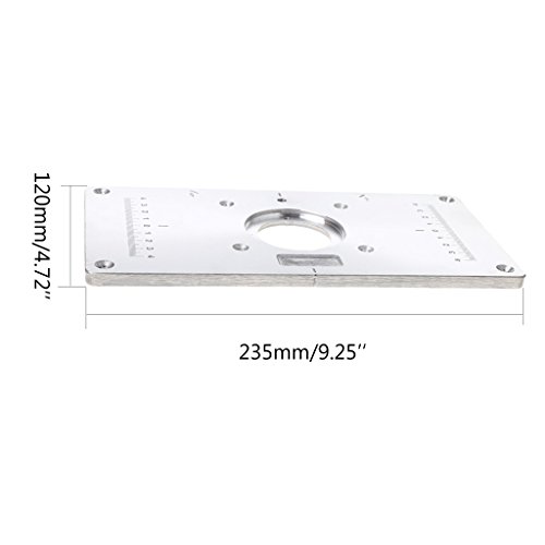 RUZYY Aluminum Router Table Insert Plate w/ 4 Rings Screws for Woo...
