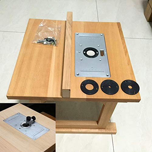 RUZYY Aluminum Router Table Insert Plate w/ 4 Rings Screws for Woo...