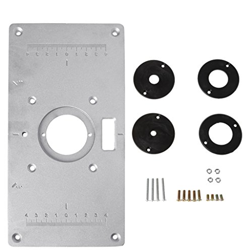 RUZYY Aluminum Router Table Insert Plate w/ 4 Rings Screws for Woo...