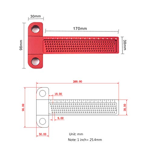 RUZYY Measuring Ruler Scriber T-Type Hole Scribing Gauge Aluminum ...