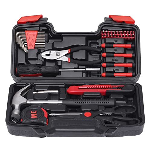 40-Piece Household Tools Kit - Small Basic Home Tool Set with Plas...