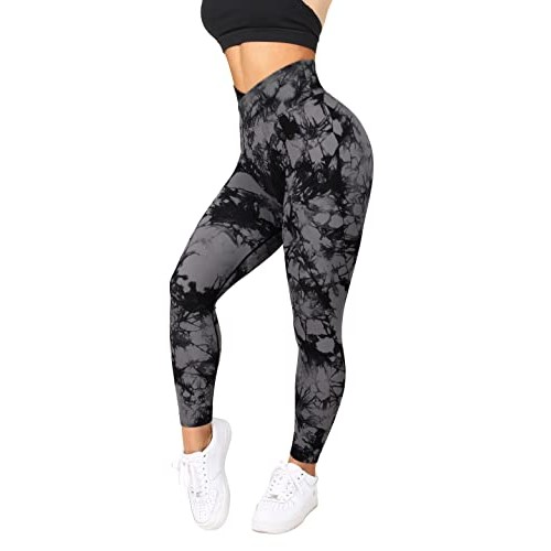 RXRXCOCO Women Seamless Crossover Leggings High Waisted Butt Lifti...
