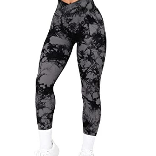 RXRXCOCO Women Seamless Crossover Leggings High Waisted Butt Lifti...