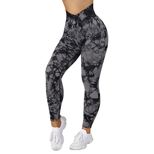 RXRXCOCO Women Seamless Crossover Leggings High Waisted Butt Lifti...