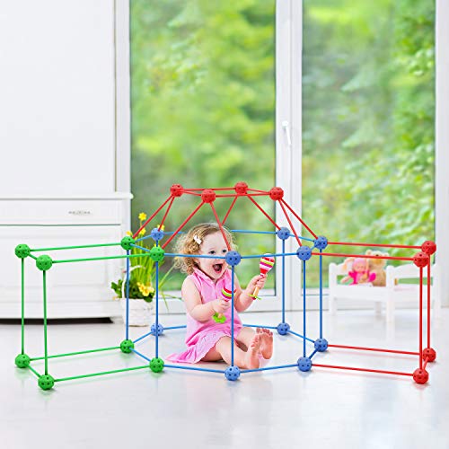 RYBG Kids fort building kit ,188 PCS With 5 colors Link sticks bal...