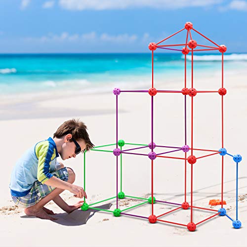 RYBG Kids fort building kit ,188 PCS With 5 colors Link sticks bal...