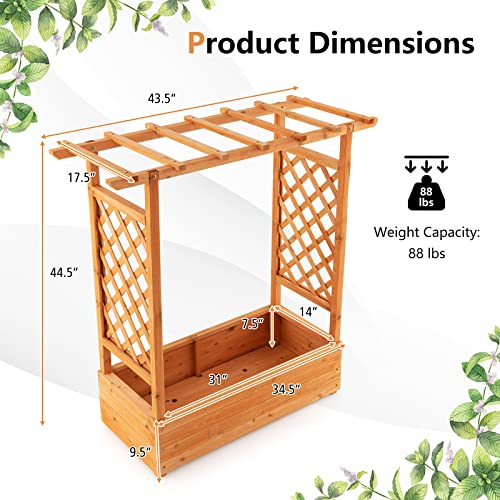 Safstar Raised Garden Bed with Arch Trellis, Wood Planter Containe...