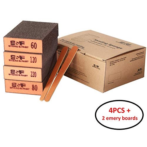 S&F STEAD & FAST Sanding Sponge for Wet and Dry Sanding, 60 80 120...