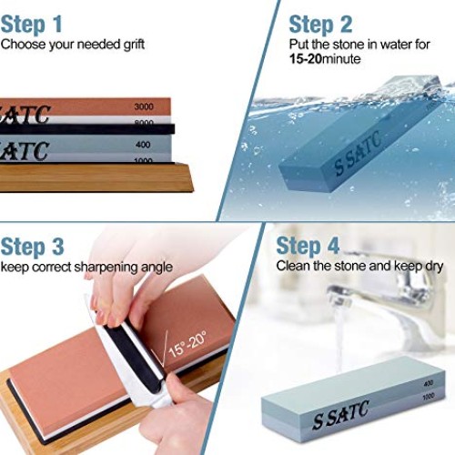 S SATC All-Inclusive Knife Sharpening Kit Including Grit 400/1000/...