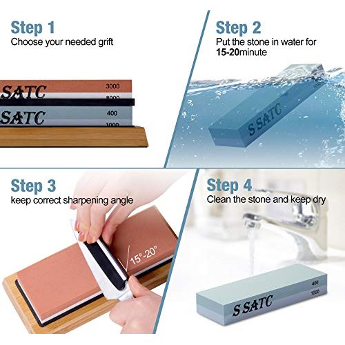 S SATC All-Inclusive Knife Sharpening Kit Including Grit 400/1000/...