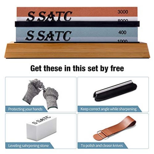 S SATC All-Inclusive Knife Sharpening Kit Including Grit 400/1000/...