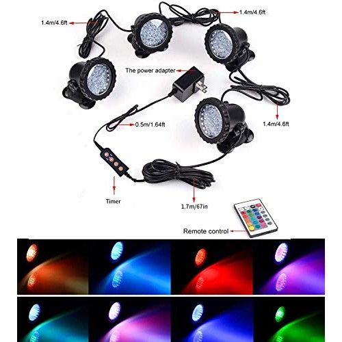RGB Pond Lights, Underwater LED Lights, IP68 Waterproof Submersibl...