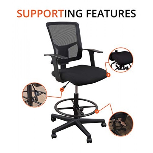 Sit to Stand Drafting Task Stool Chair for Standing Desks with Adj...