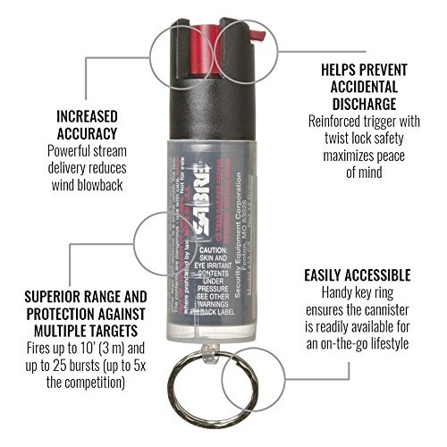 SABRE 3-IN-1 Pepper Spray - Advanced Police Strength - with Key Ri...
