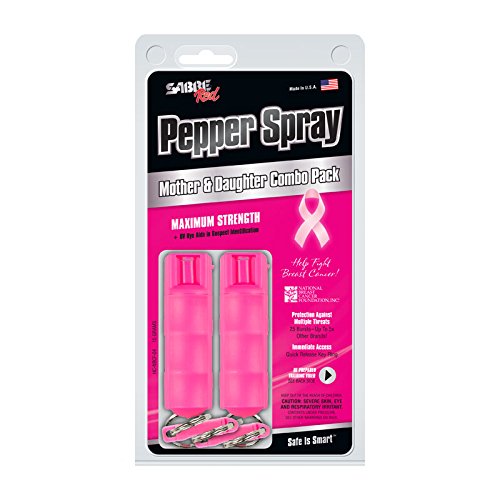 SABRE Red Pepper Spray 2-Pack—Police Strength—Pink Case & Finger G...