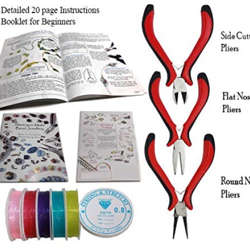 Adults Deluxe Jewelry Making Beads Mix Pliers Findings Starter Kit...