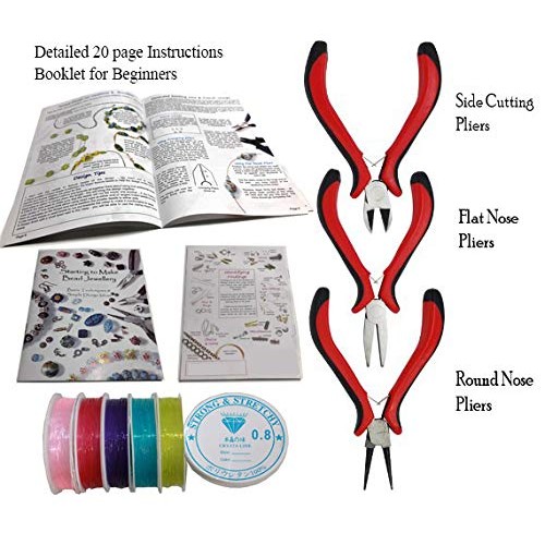 Adults Deluxe Jewelry Making Beads Mix Pliers Findings Starter Kit...