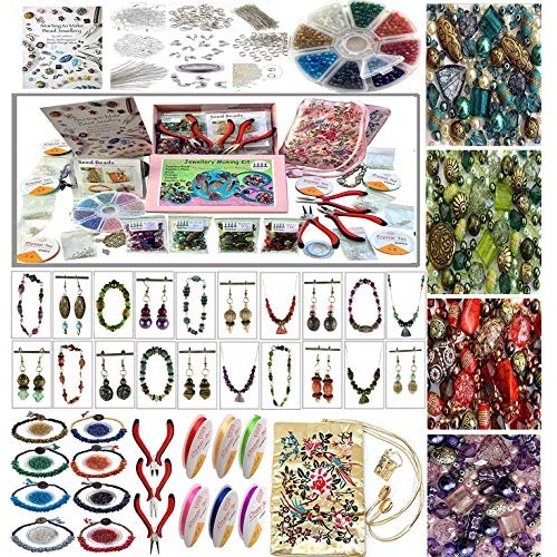 Adults Deluxe Jewelry Making Beads Mix Pliers Findings Starter Kit...