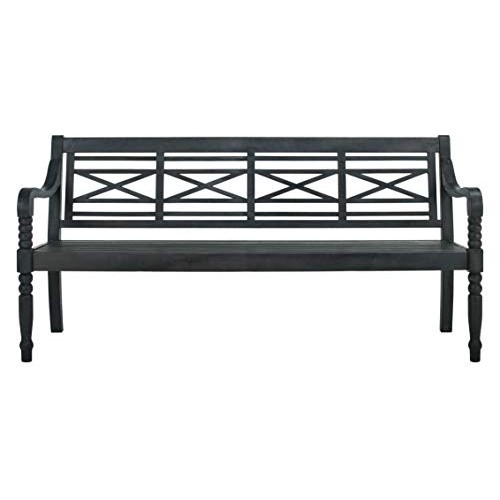 Safavieh PAT6704K Outdoor Collection Karoo Dark Slate Grey Bench, ...