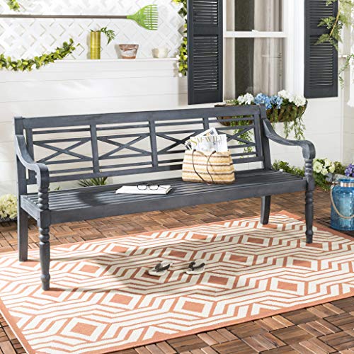 Safavieh PAT6704K Outdoor Collection Karoo Dark Slate Grey Bench, ...