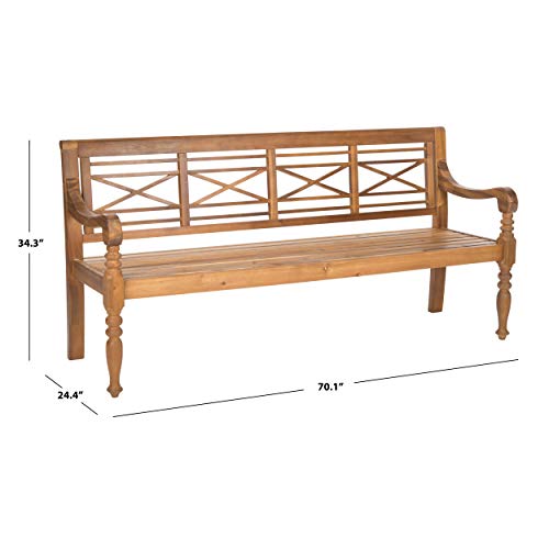 Safavieh Patio Collection Martin Adirondack Acacia Wood Bench, Nat...