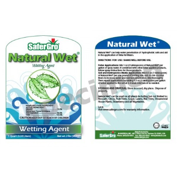 Safergro Natural Wet Certified Organic Wetting Agent Concentrate, ...
