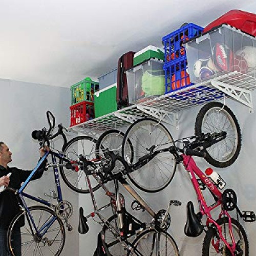 SafeRacks | Garage Wall Shelf Two-Pack 18x48 | Includes Bike Hoo...