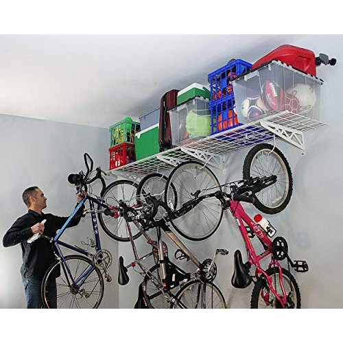 SafeRacks | Garage Wall Shelf Two-Pack 18x48 | Includes Bike Hoo...