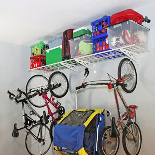 SafeRacks | Garage Wall Shelf Two-Pack 18x48 | Includes Bike Hoo...