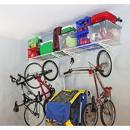 SafeRacks | Garage Wall Shelf Two-Pack 18x48 | Includes Bike Hoo...